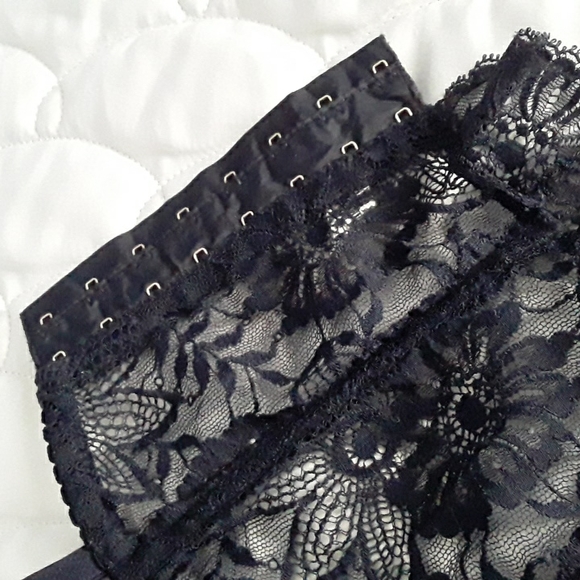 90s La Perla Bustier & Thong, Pleated (Plisse), Dark Navy, Sz 32 & 2  ITALY - Picture 5 of 16